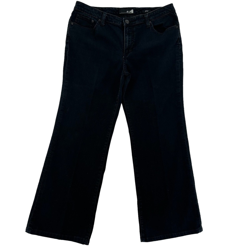 Seven7 Studio Womens Flare Jeans Dark Wash Black Denim Size 12 RN109890 Comfy